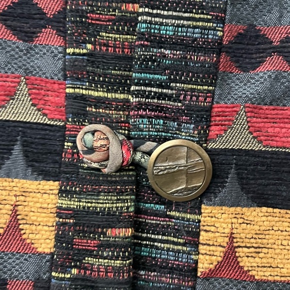 Vtg Tzeadle tapestry reversible Colorful Geometric Pattern jacket Vest size L - Picture 2 of 8